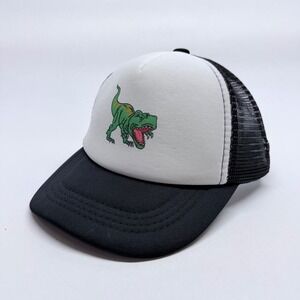 Yipaidel KIDS T-Rex Dinosaur Trucker Hat Black White Mesh Snapback Cap